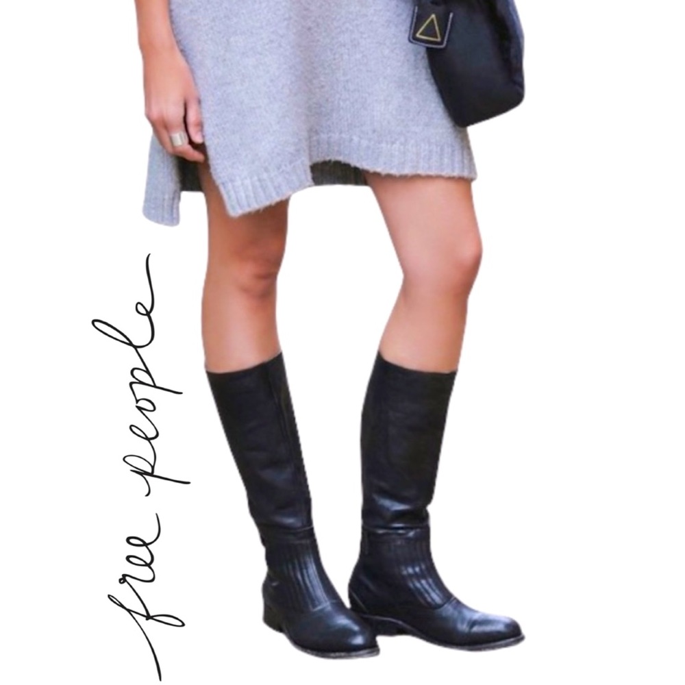 🌺 FREE PEOPLE🌺Black Quilted Lancaster Riding Boots🌺Womens 5🌺